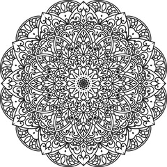 Anti-stress coloring book page for adults.Doodle pattern with ethnic mandala ornament.