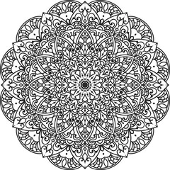 Anti-stress coloring book page for adults.Doodle pattern with ethnic mandala ornament.