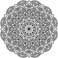 Mandala white background .Adult coloring page