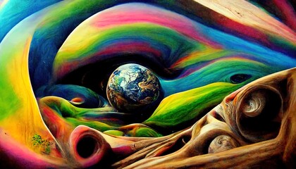 illustration of psychedelic earth
