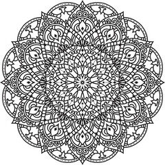 Vector abstract mandala pattern.Black and white illustration.Outline.Coloring page for coloring book.