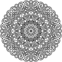 Vector abstract mandala pattern.Black and white illustration.Outline.Coloring page for coloring book.