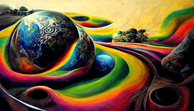 illustration of psychedelic earth