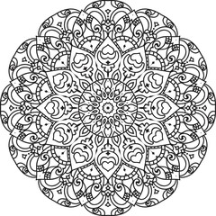 Vector abstract mandala pattern.Black and white illustration.Outline.Coloring page for coloring book.