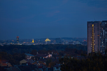 City of Belgrade, Serbia, blue hour evening cityscape.