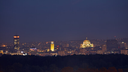 City of Belgrade, Serbia, blue hour evening cityscape.