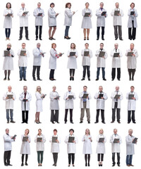 group of doctors in full length isolated on white