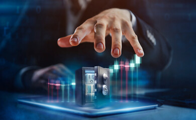 Businessman increases his profit on the stock exchange. Online stock exchange concept.