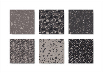 Set of terrazzo seamless patterns. Terrazzo floor pattern. Terrazzo seamless pattern. Collection of terrazzo pattern