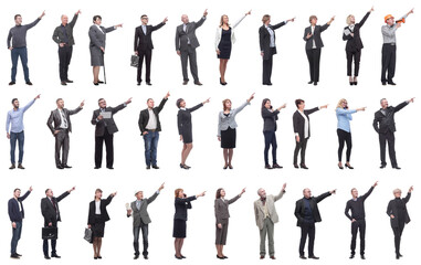 group of business people showing thumbs up isolated