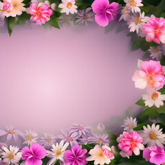 pink flowers border on pink background 