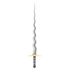 Sword Zigzag Long Keris One Handed Two Side Sharp Swords Knight Weapon