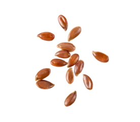 Fotobehang flax seeds isolated on transparent png © supamas