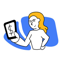 Vector illustration. Employee receiving money, salary. Financial growth. Project financing resources. Concept of business, company development