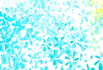 Fototapeta na wymiar Light Blue, Yellow vector doodle backdrop with leaves.