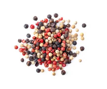 Mixed of peppers hot, red, black and white pepper isolated on transparent png
