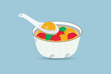 Tang Yuan Chinese Traditional Food illustration.
