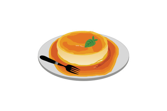 cake on plate with fork, orange sauce clip art preview