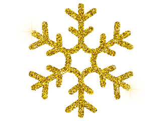 Luxury Golden Glitter Sparkling Snowflake With Blinks Isolated PNG Design Element