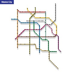 3d isometric Map of the Mexico City metro subway