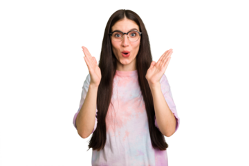 Young caucasian brunette long hair woman cutout isolated having an idea, inspiration concept.