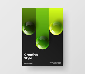 Bright presentation design vector illustration. Trendy 3D balls postcard layout.