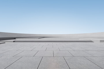 3d render of abstract architecture space with empty concrete floor, car presentation background.