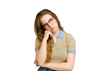 Young caucasian redhead woman isolated tired of a repetitive task.