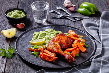 chicken with guasacaca sauce and sweet potato