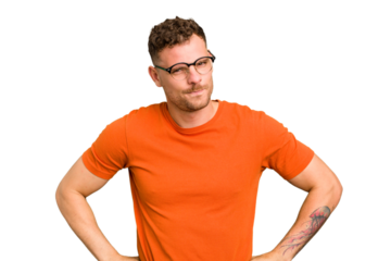 Young caucasian handsome man isolated confused, feels doubtful and unsure.