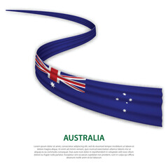 Waving ribbon or banner with flag of Australia