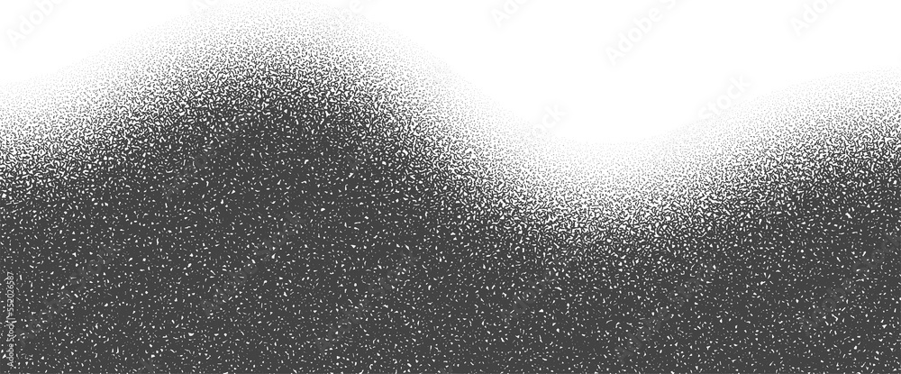 Wall mural Black Noise Stippling Dotted Halftone Isolated PNG Smooth Wavy Border Grunge Texture