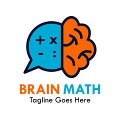 Brain math logo template illustration