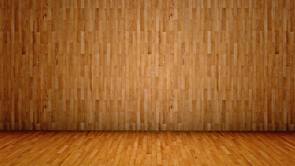 Conceptual vintage or grungy brown background of natural wood or wooden old texture floor and wall as a retro pattern layout. A 3d illustration metaphor to time, material, emptiness,  age or rust