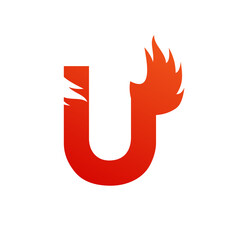 Letter u with fire logo template illustration