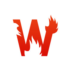 Letter w with fire logo template illustration