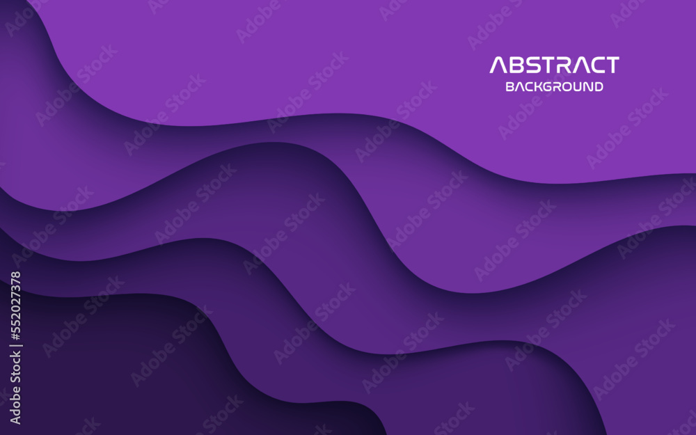 Wall mural Multi layers purple color texture 3D papercut layers in gradient vector banner. Abstract paper cut art background design for website template. Topography map concept or smooth origami paper cut