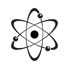 Science atom icon vector in modern style. Chemical laboratory sign symbol