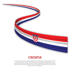 Waving ribbon or banner with flag of Croatia