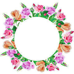 Naklejka na ściany i meble Circle frame made of roses