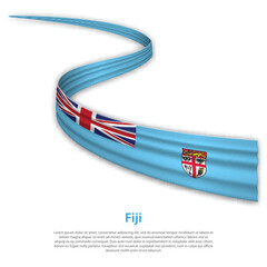 Waving ribbon or banner with flag of Fiji