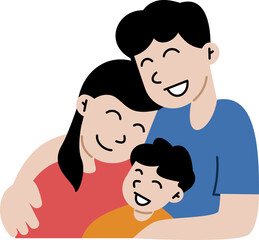 happy family with children. mother, father and kids. Cute cartoon characters isolated on white background. Colorful vector illustration in flat style.