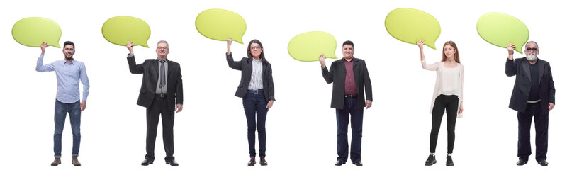 group of successful business people with comments