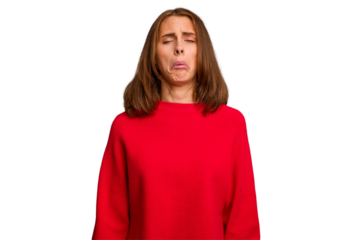 Young caucasian woman isolated sad, serious face, feeling miserable and displeased.