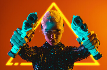 Representation of a bionic super human with advanced technology parts