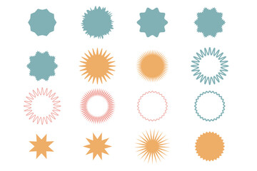 Star Ray Graphic Symbol Silhouette Boho Icon Christmas New Year Sky Sign Element Icon Night Decoration Starry Element Pattern Clipart Set