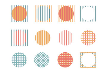 Abstract Grid Frame Symbol Minimalist Graphic Icon Clipart Set Creative Template Sample Design Decoration Element Line Shape Form Icon Collection