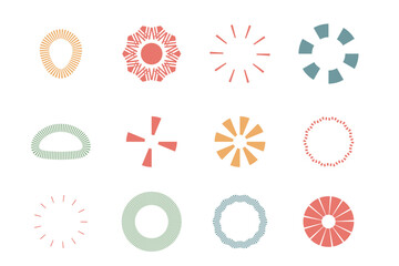 Star Ray Graphic Symbol Silhouette Boho Icon Christmas New Year Sky Sign Element Icon Night Decoration Starry Element Pattern Clipart Set