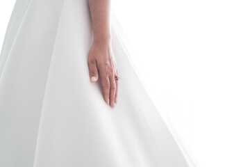 Detail on hand with wedding rings, love