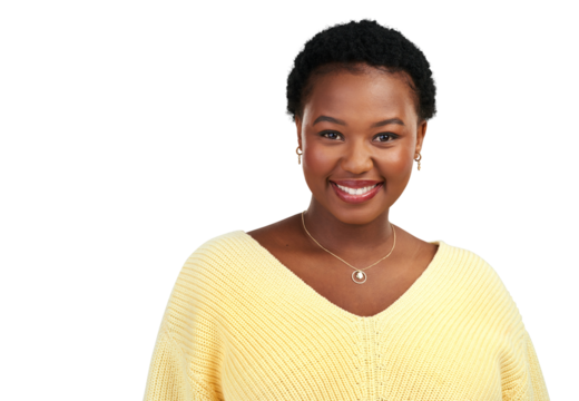 PNG shot of a beautiful young woman smiling while posing.